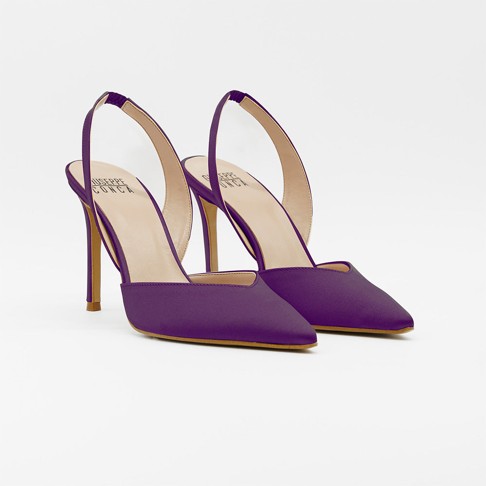 Slingback PERIS 2463 raso melanzana - Vista frontale
