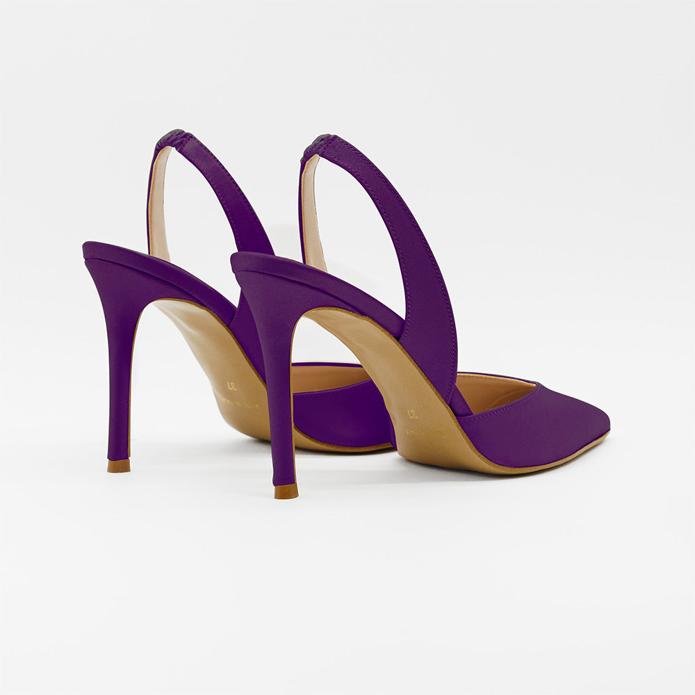 Slingback PERIS 2463 raso melanzana - Vista posteriore