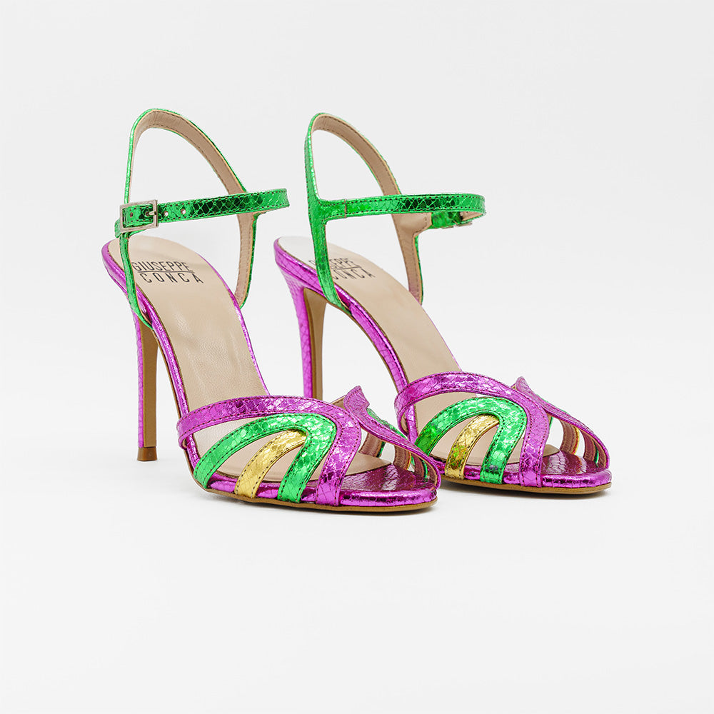 Sandalo DANY 2610 serpente met Fucsia - Vista frontale