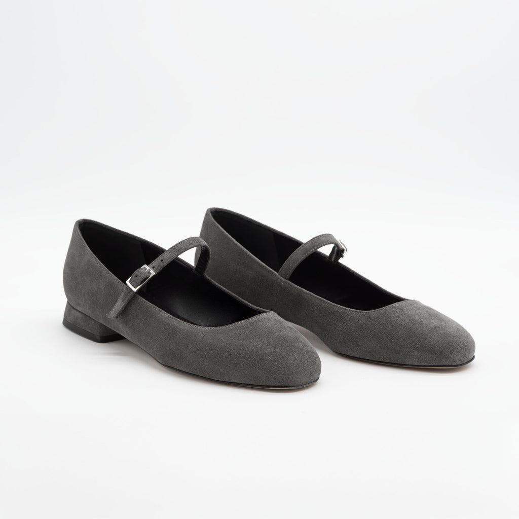 Ballerina camoscio CHIARA Grigio (2) - Vista frontale