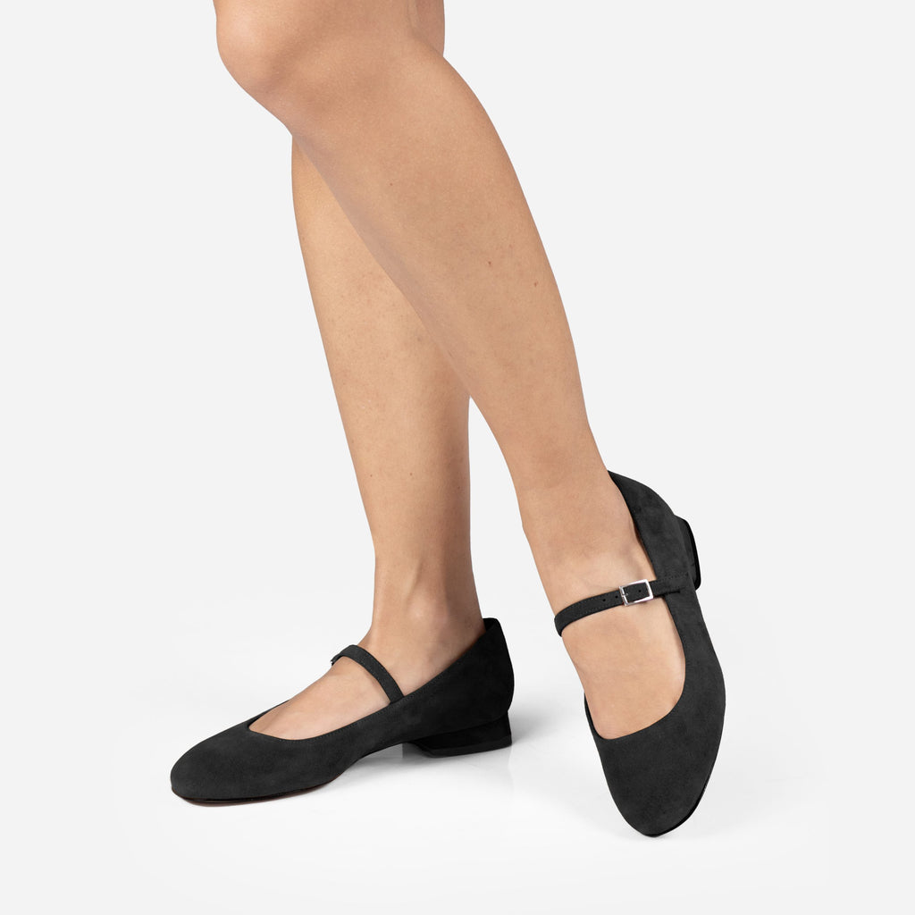 Ballerina camoscio CHIARA Nero - Dettaglio