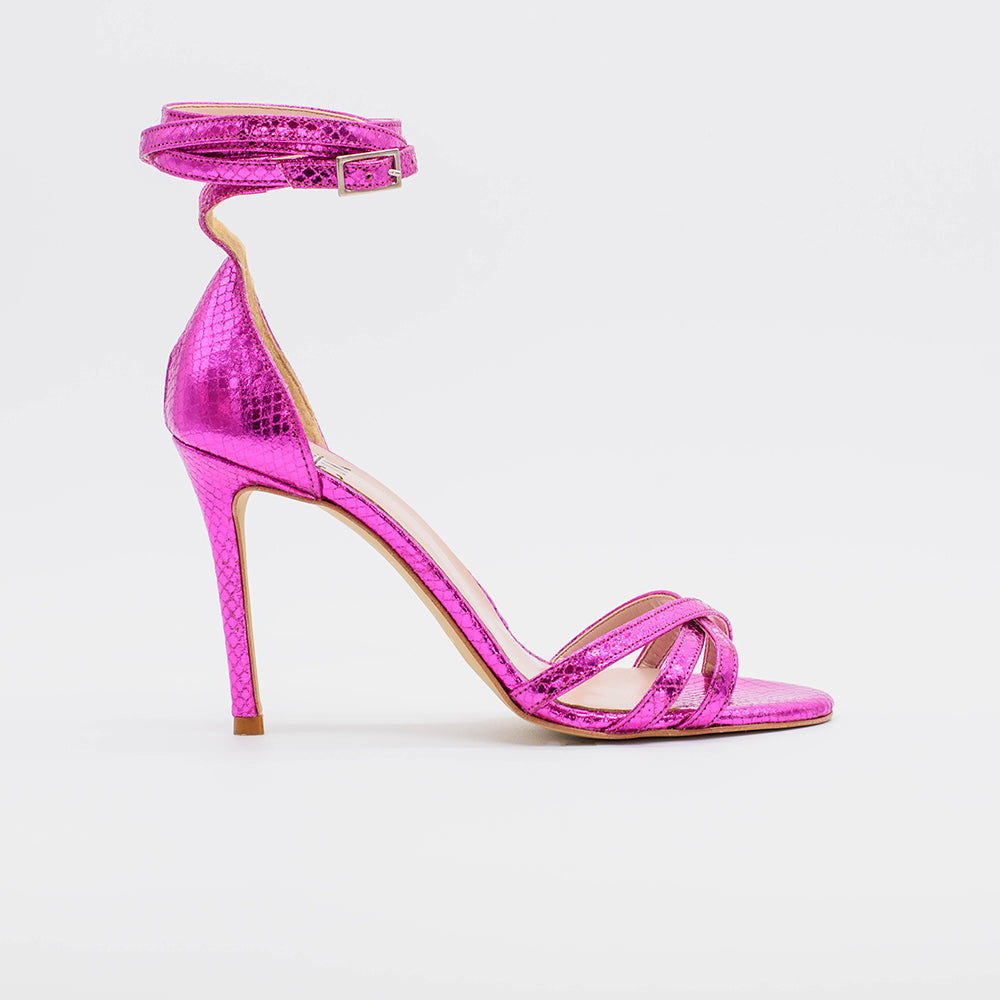 Sandalo DANY 2615 in serpente met fucsia - Vista laterale