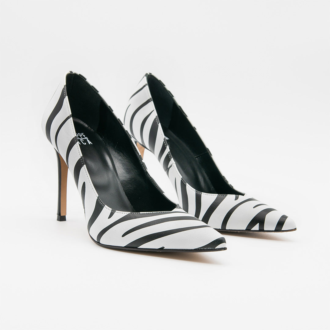 Décolleté in nappa zebrata PERIS 2658