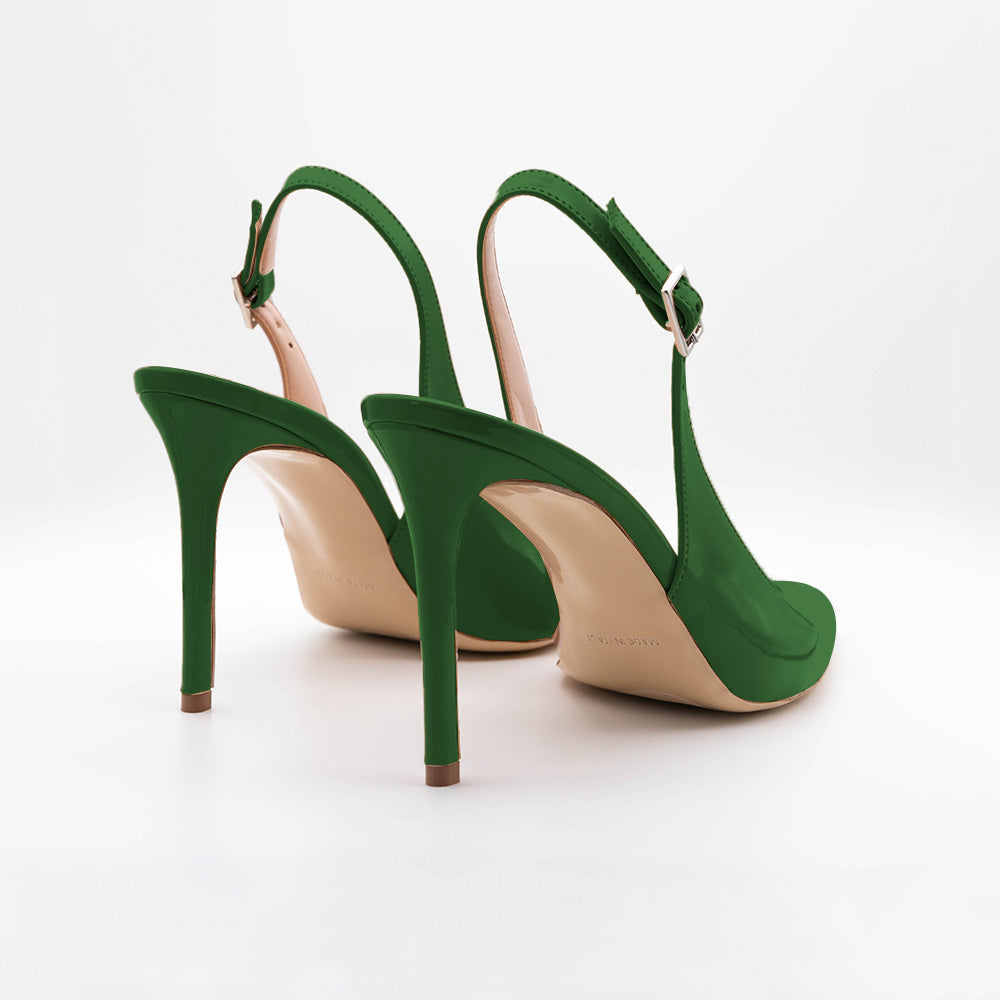 Slingback verde smeraldo vernice PERIS 2613