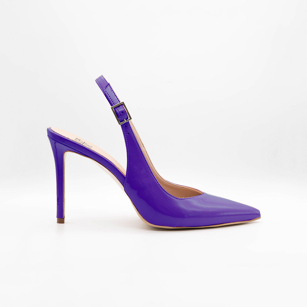 Décolleté slingback viola vernice