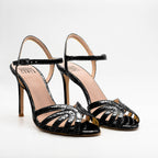Sandalo DANY 2610 serpente met Nero - Vista frontale