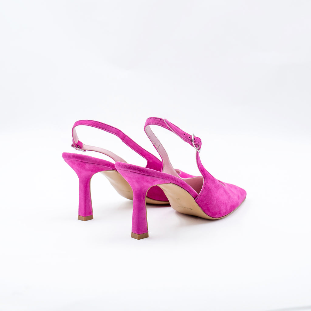 Sandalo slingback camoscio fucsia Loren